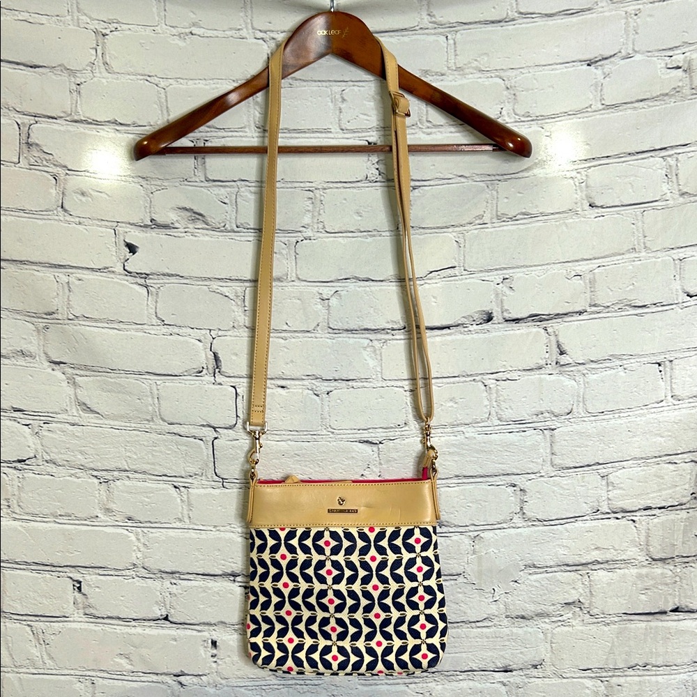 Spartina 449 Beige and Dark Blue Patterned Crossbody